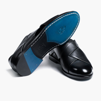Handcrafted Men’s Black Closed-Toe Fisherman Sandal | Size 7.5 | ARMOS | 2-Year Warranty