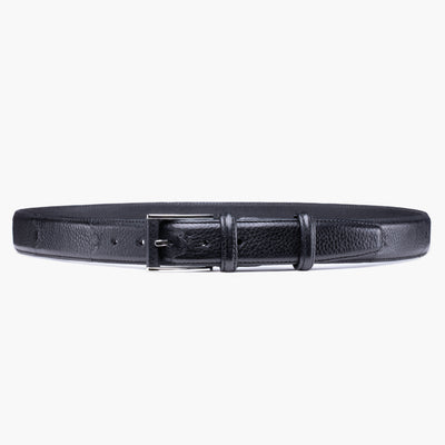 Grained black leather belt