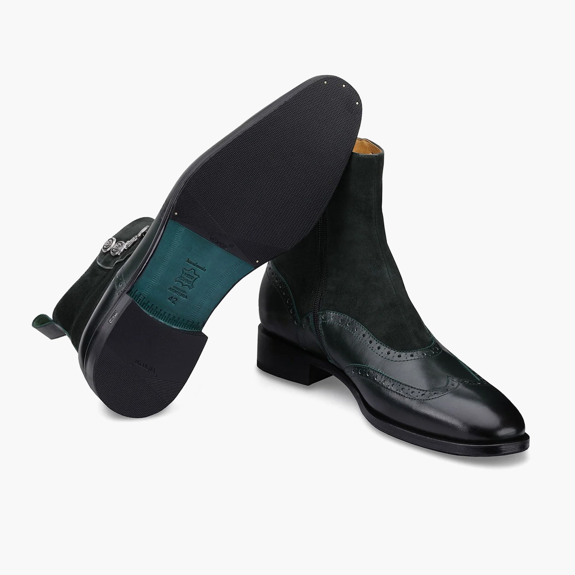 Men's Green Suede & Leather Brogue Boot