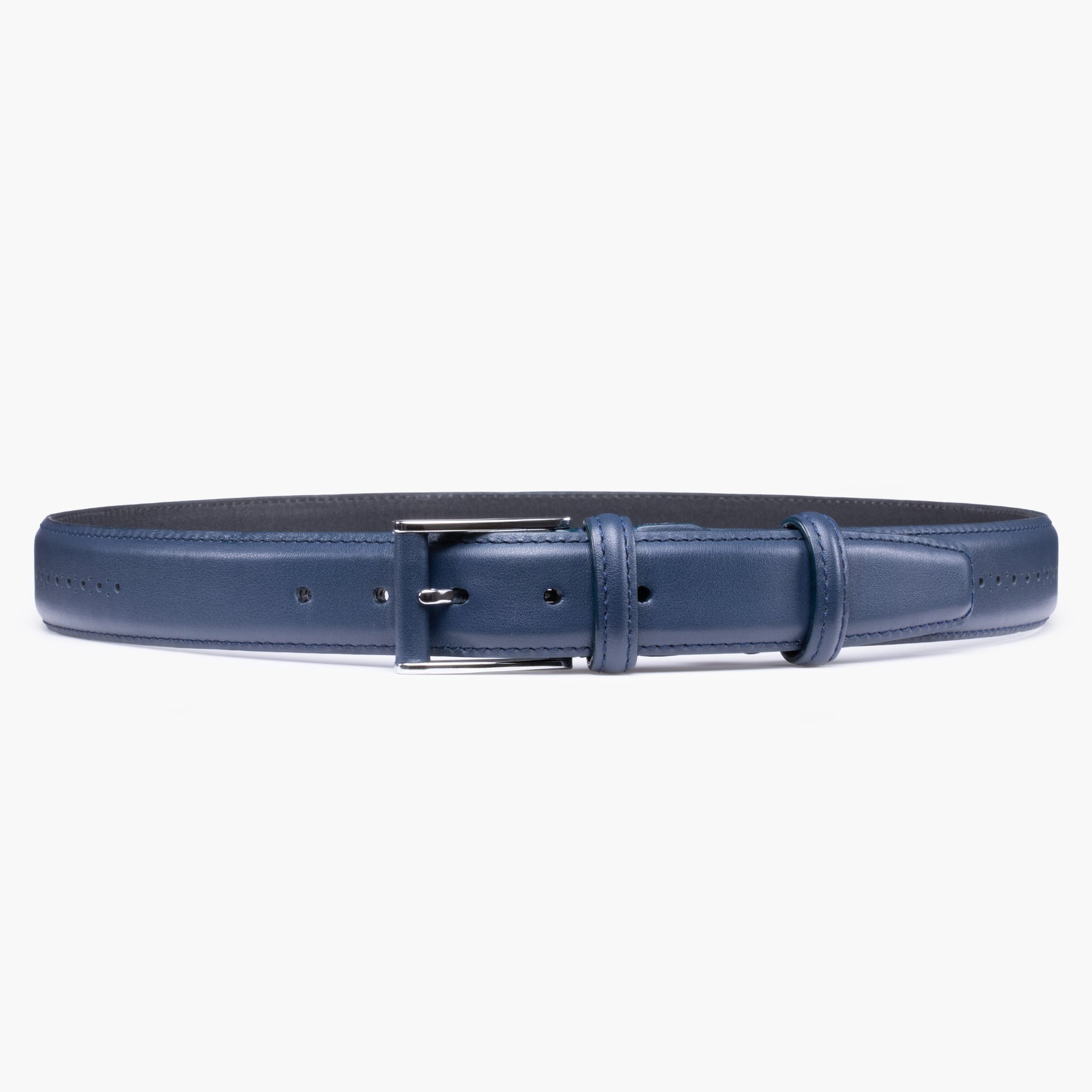 Smooth deep navy leather belt
