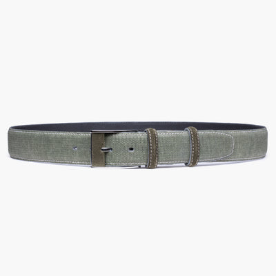 Textured olive canvas & suede belt