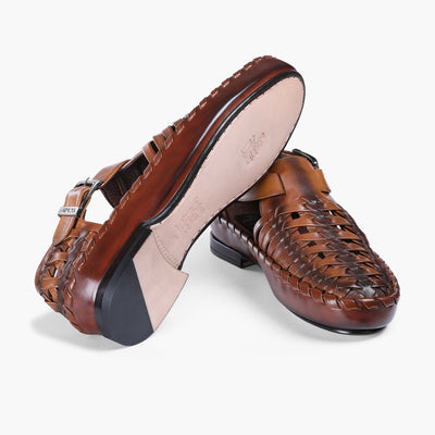 Men's Dark Brown Leather Huarache Sandal - sole