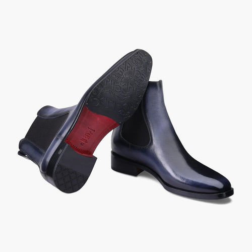 Men's Blue Patina Leather Chelsea Boot
