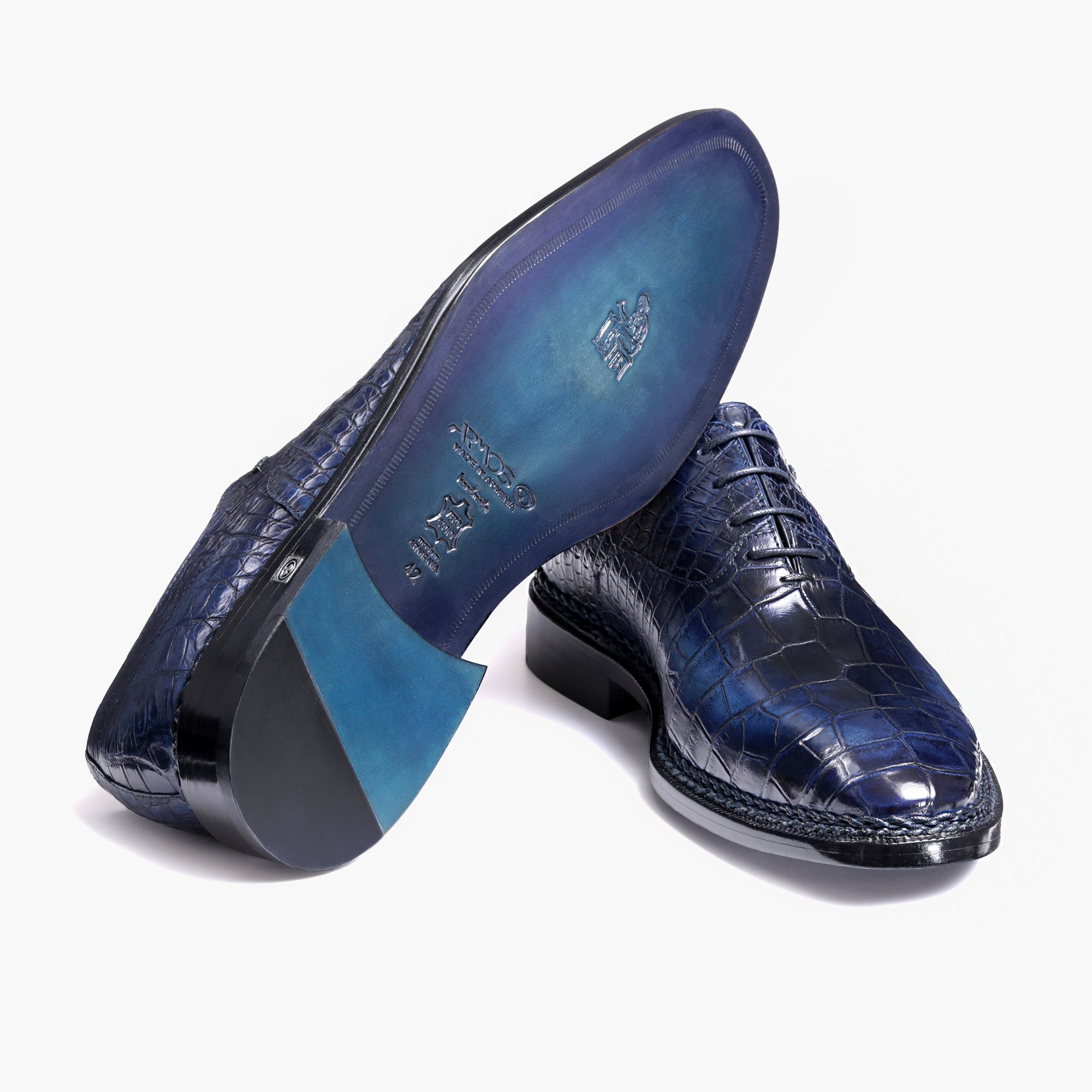 Men’s Navy Crocodile Leather Oxford