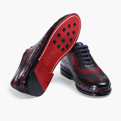 Men's Blue and Red Brogue Sneaker