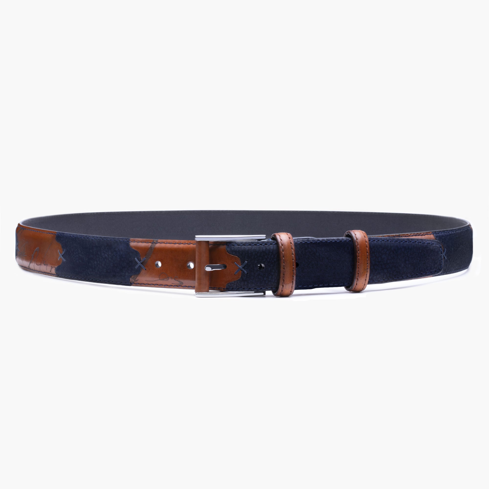 Leather and nubuck belt