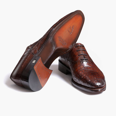 Men's Brown Patina Crocodile Leather Oxford