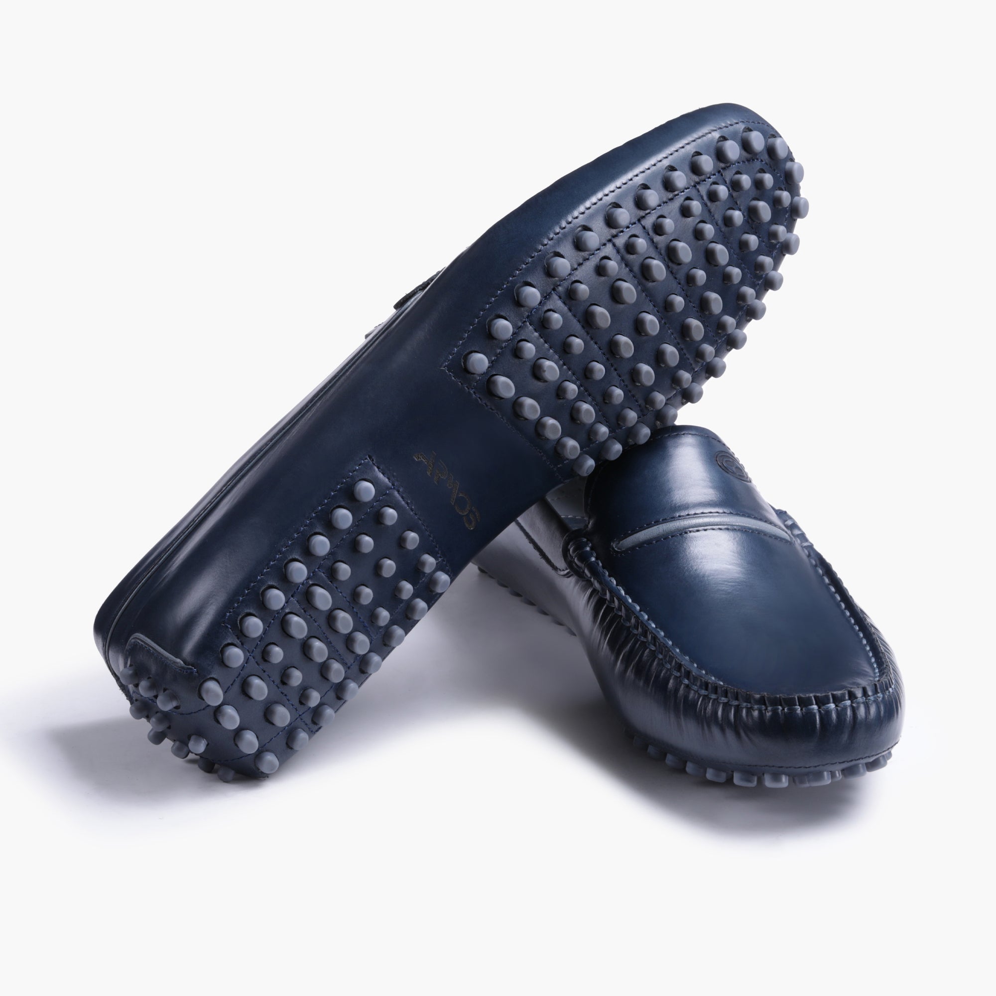 Men’s Navy Blue Leather Driving Moccasin