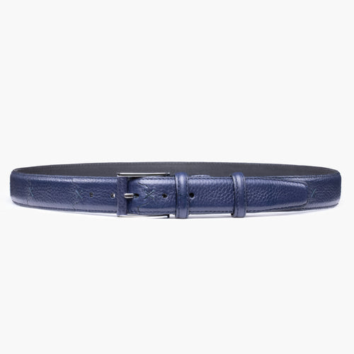 Men’s Navy Grained Leather Belt