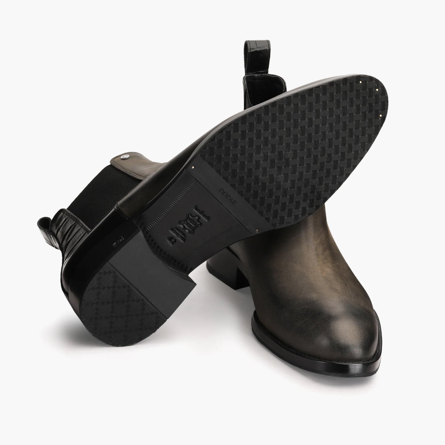 Men's Black & Green Leather Chelsea Boot