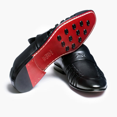 Men’s Black Leather Side-Strap Sandal