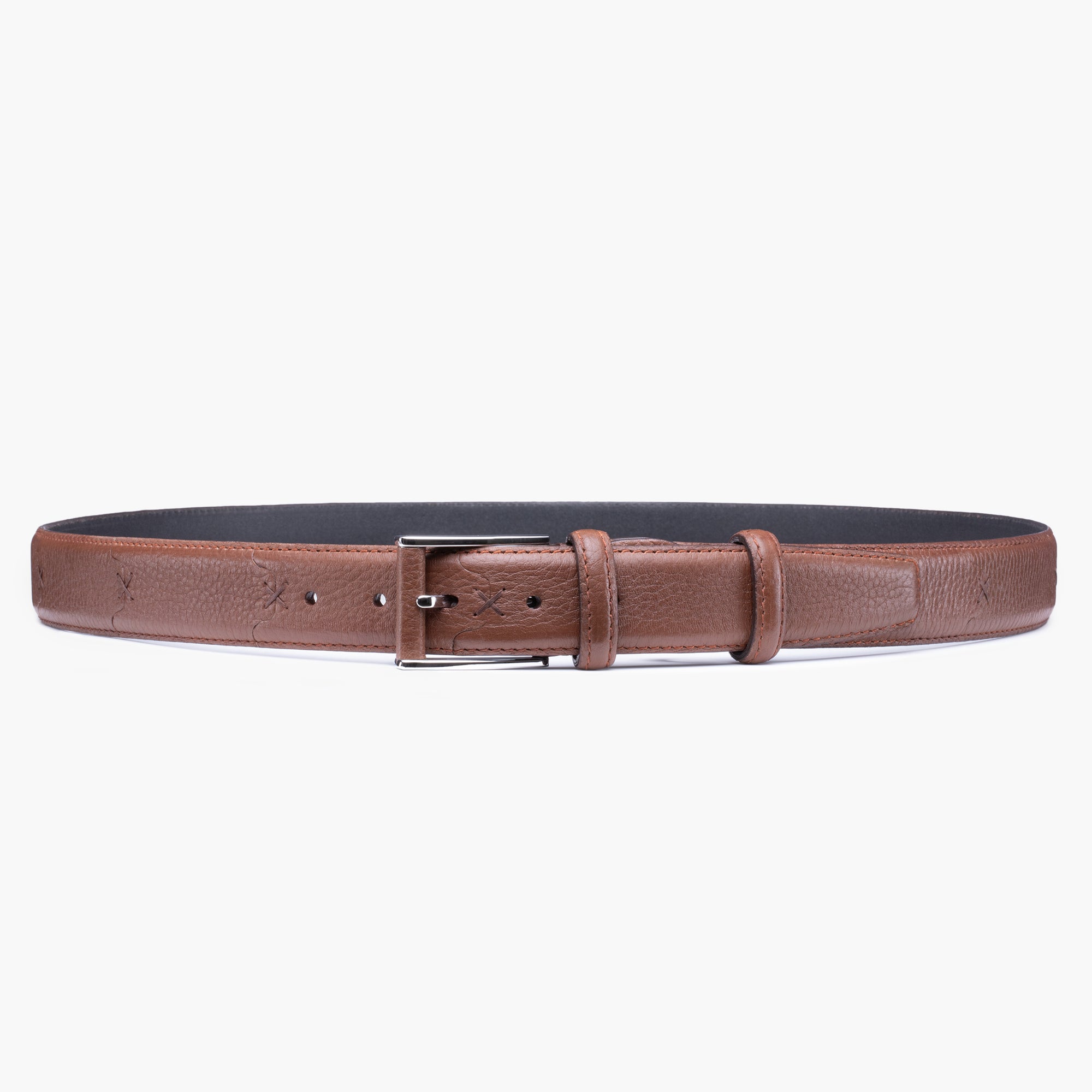 Grained Chestnut Leather Belt