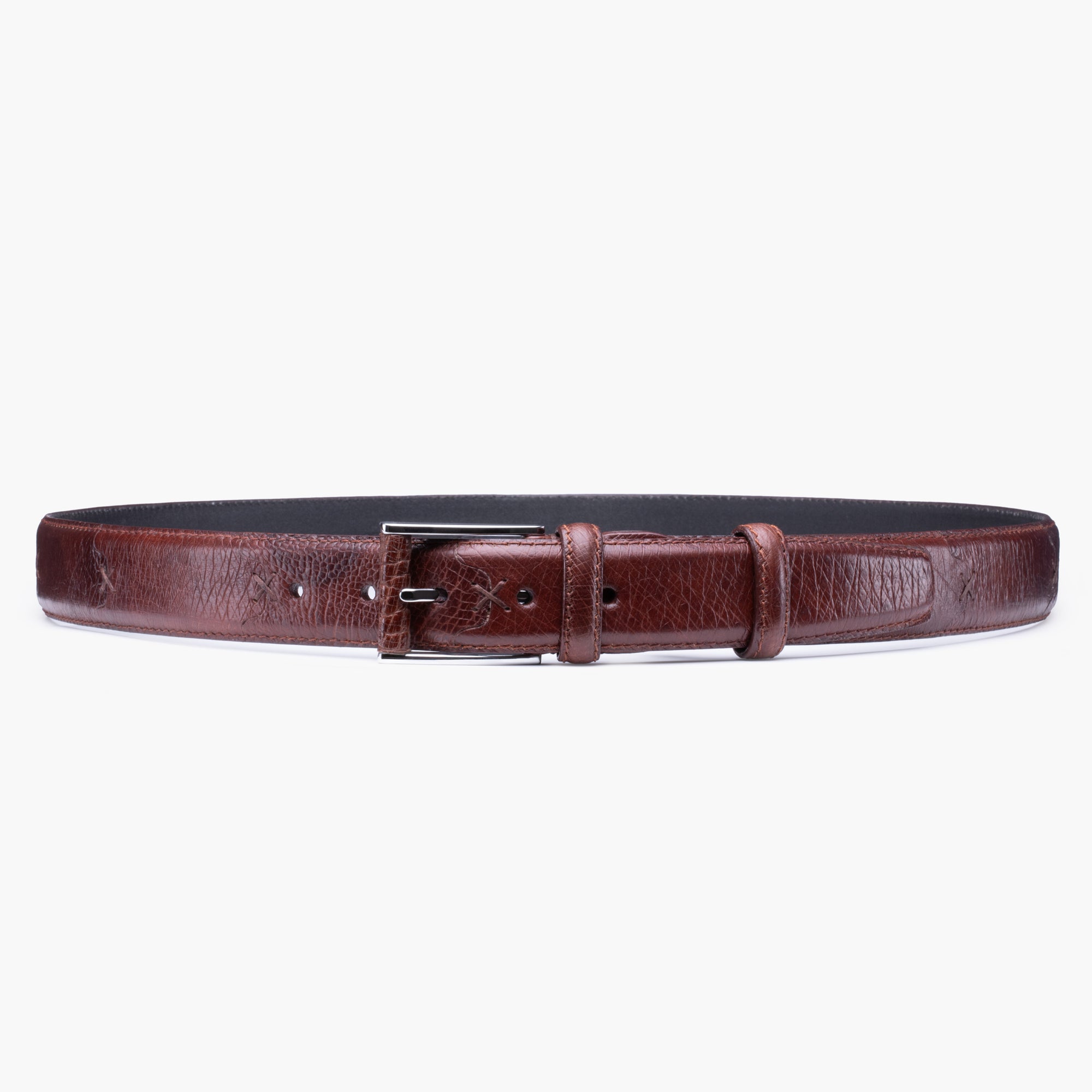 Grained dark espresso leather belt