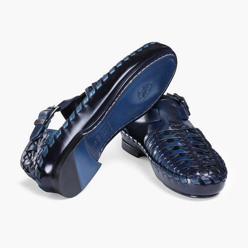Men’s Blue Patina Leather Huarache Sandal - sole