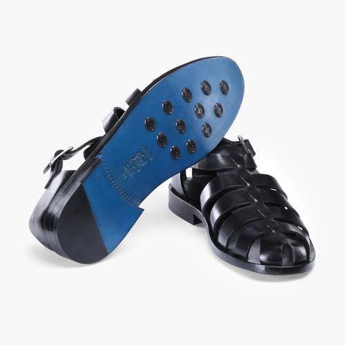 Men’s Black Leather Fisherman Sandal - sole