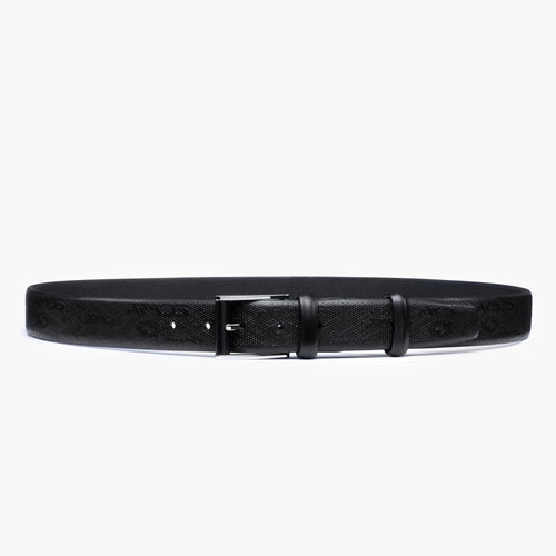 Black leather belt with perforation