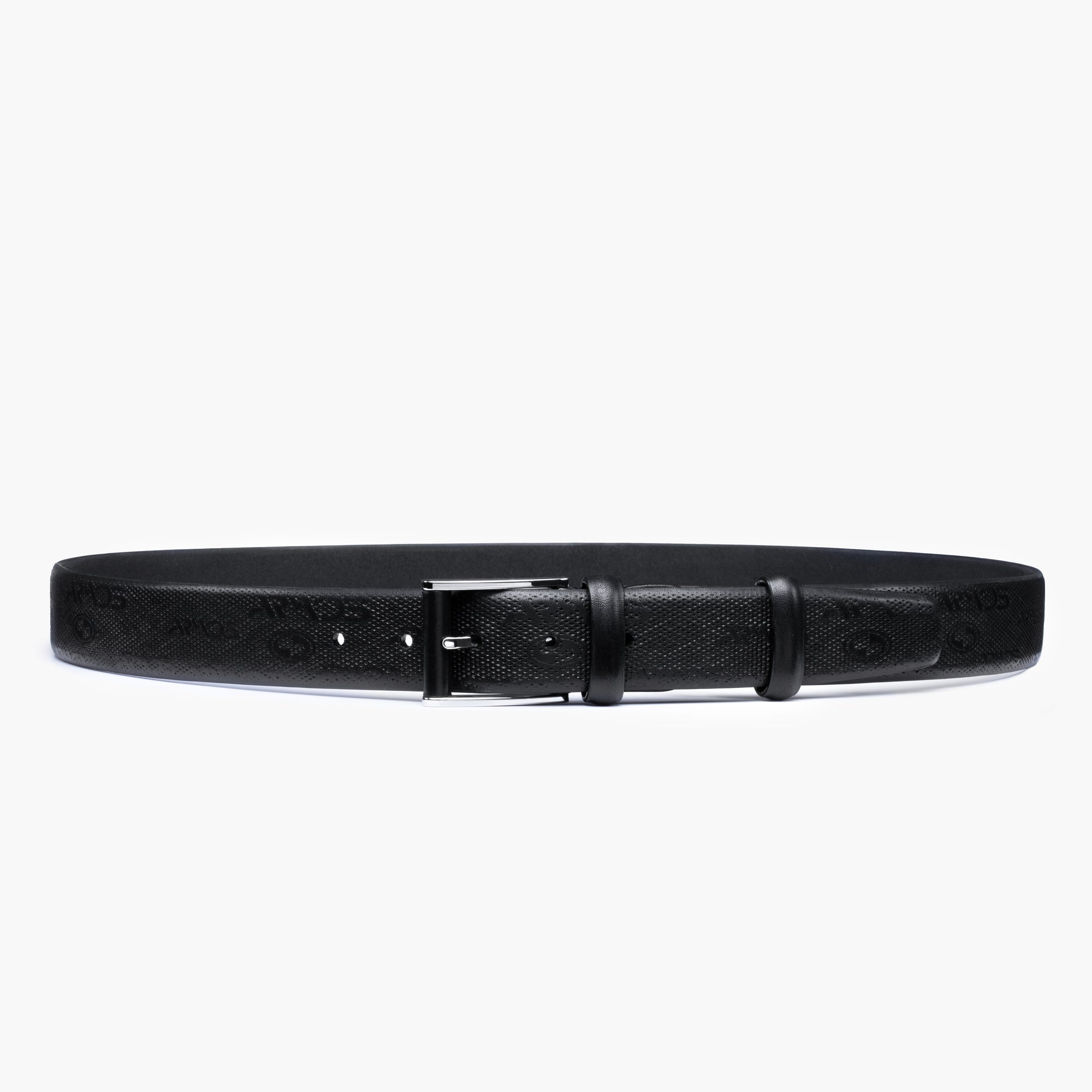 Black leather belt with perforation