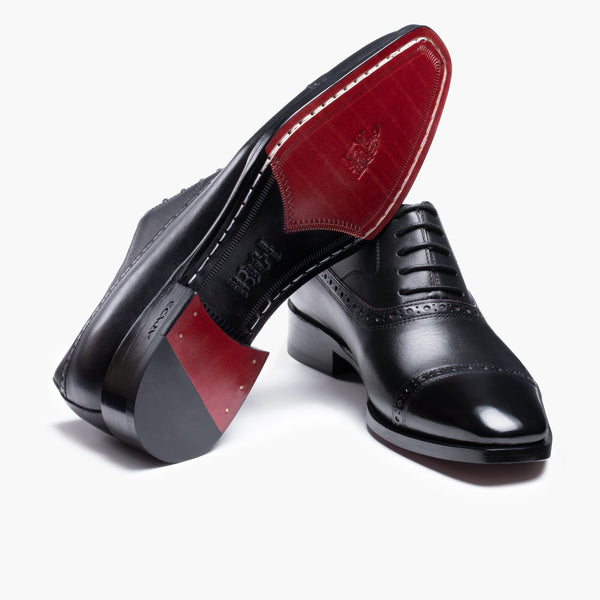 Men's Black & Purple Leather Oxford