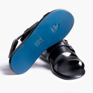Men's Black Leather Back-Strap Sandal
