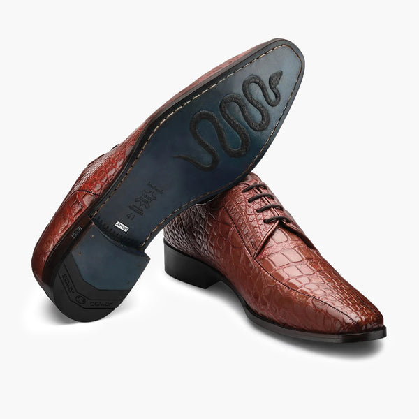 Men's Brown Crocodile Leather Oxford