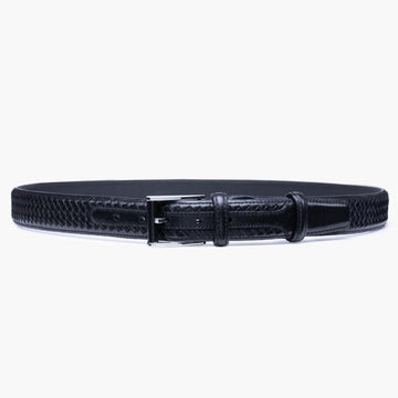 Braided black belt - full view