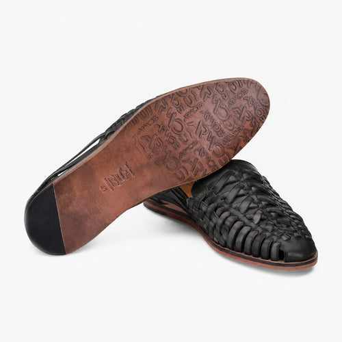 Men's Black Leather Huarache Sandal