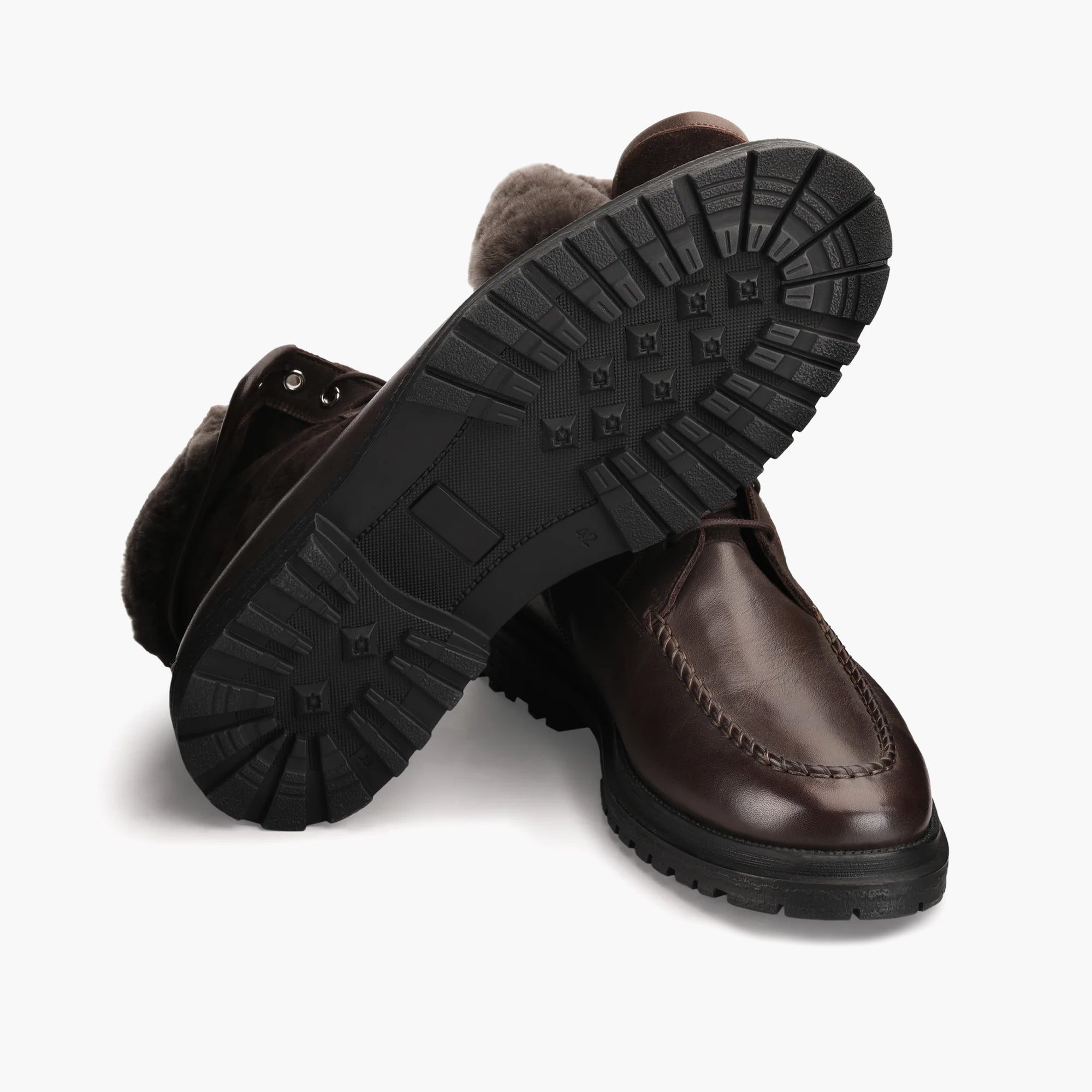 Men's Brown Leather Derby Winter Boot