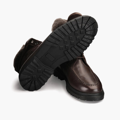 Men's Brown Leather Derby Winter Boot