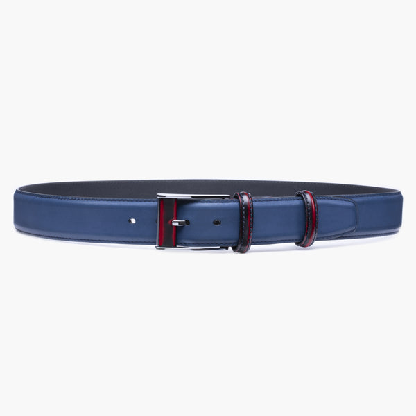 Men’s Blue and Bordeaux Leather Belt