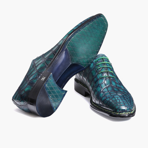 Men’s Green Crocodile Leather Oxford