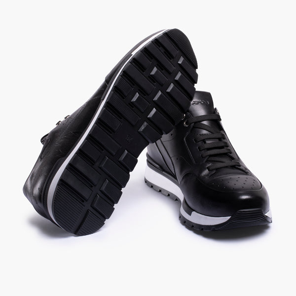 Men's Black Sneaker with White Sole