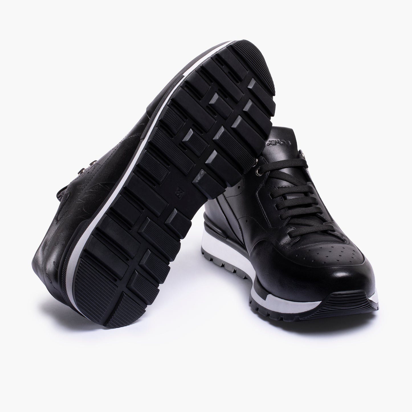 Men's Black Sneaker with White Sole