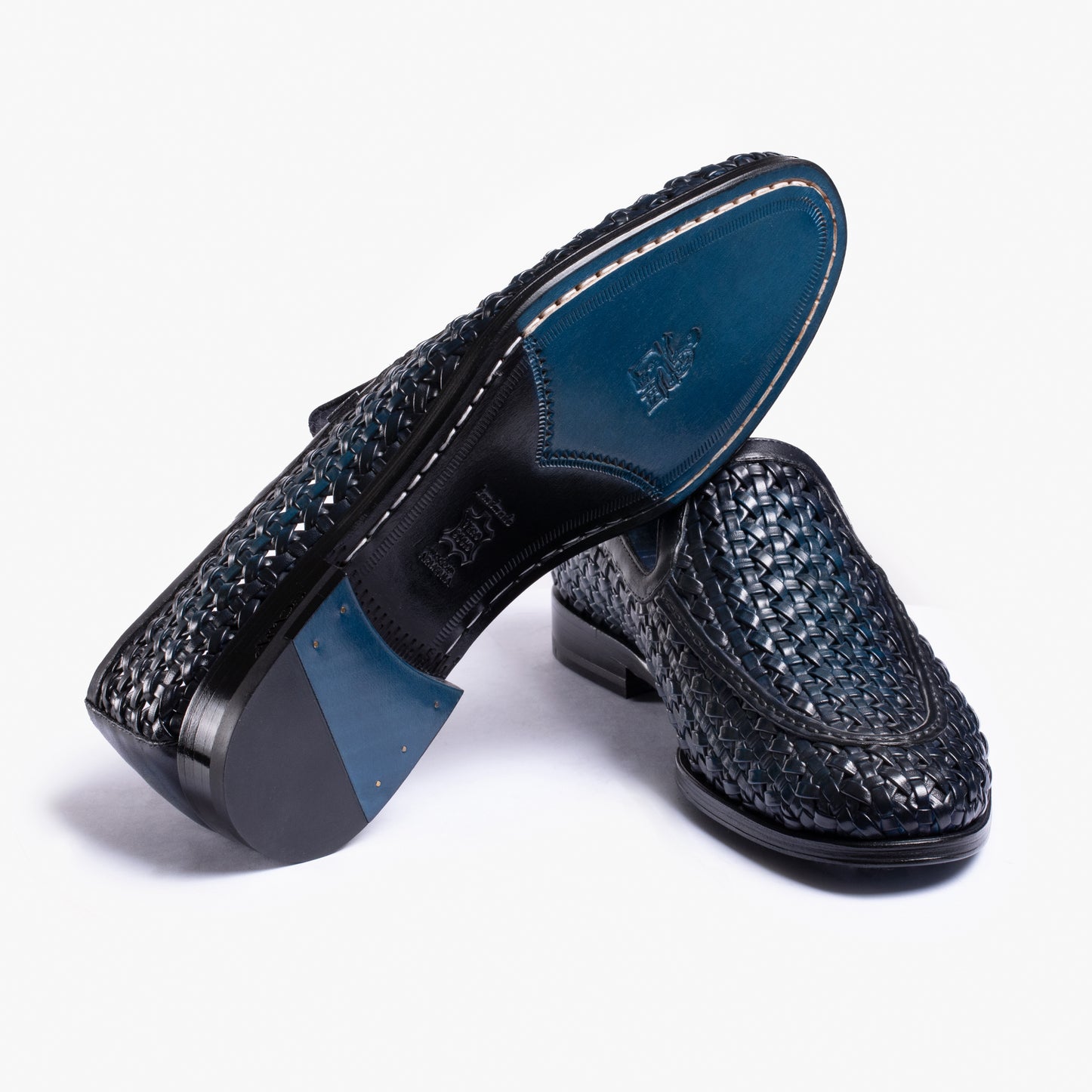 Men's Blue Woven Leather Loafer