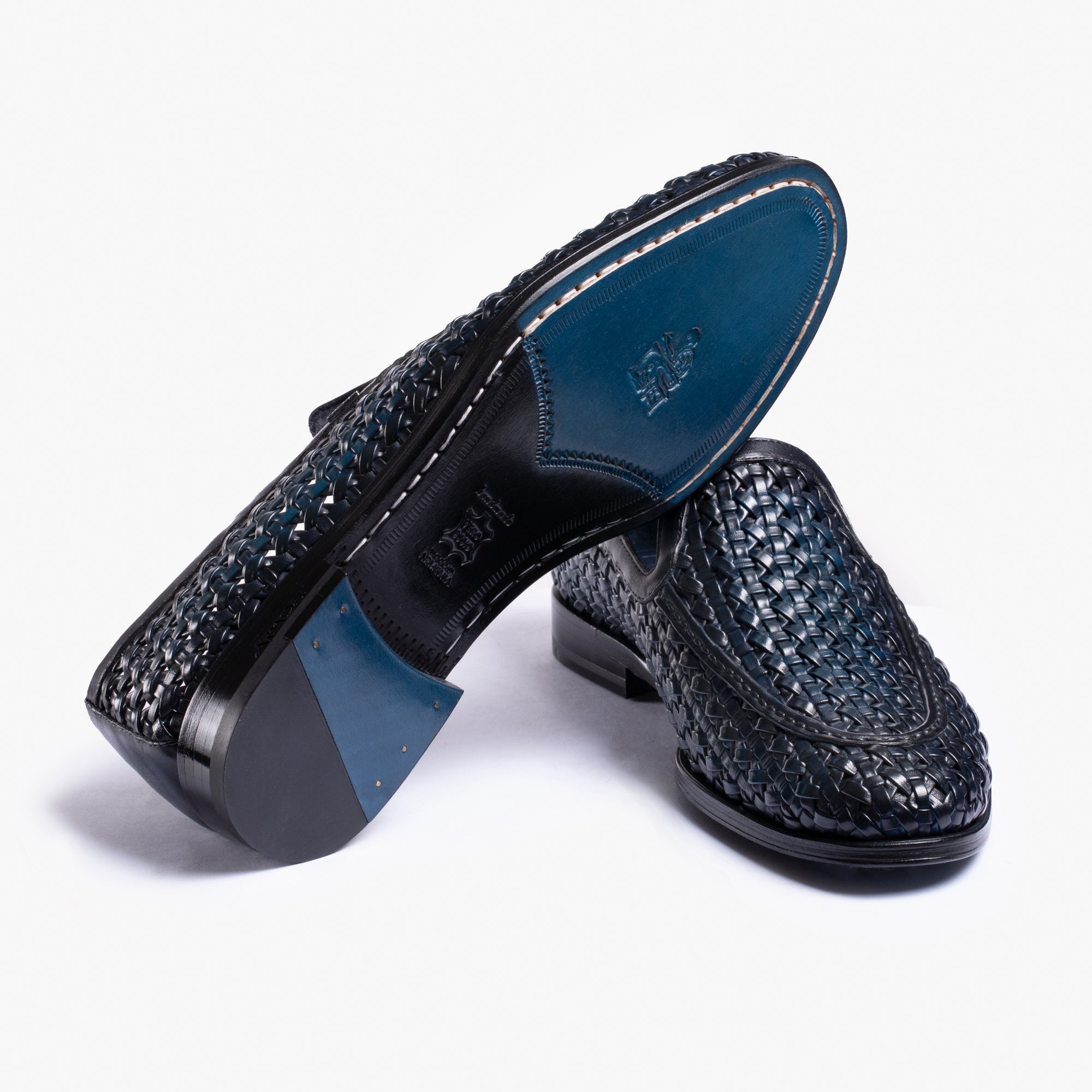 Men's Blue Woven Leather Loafer