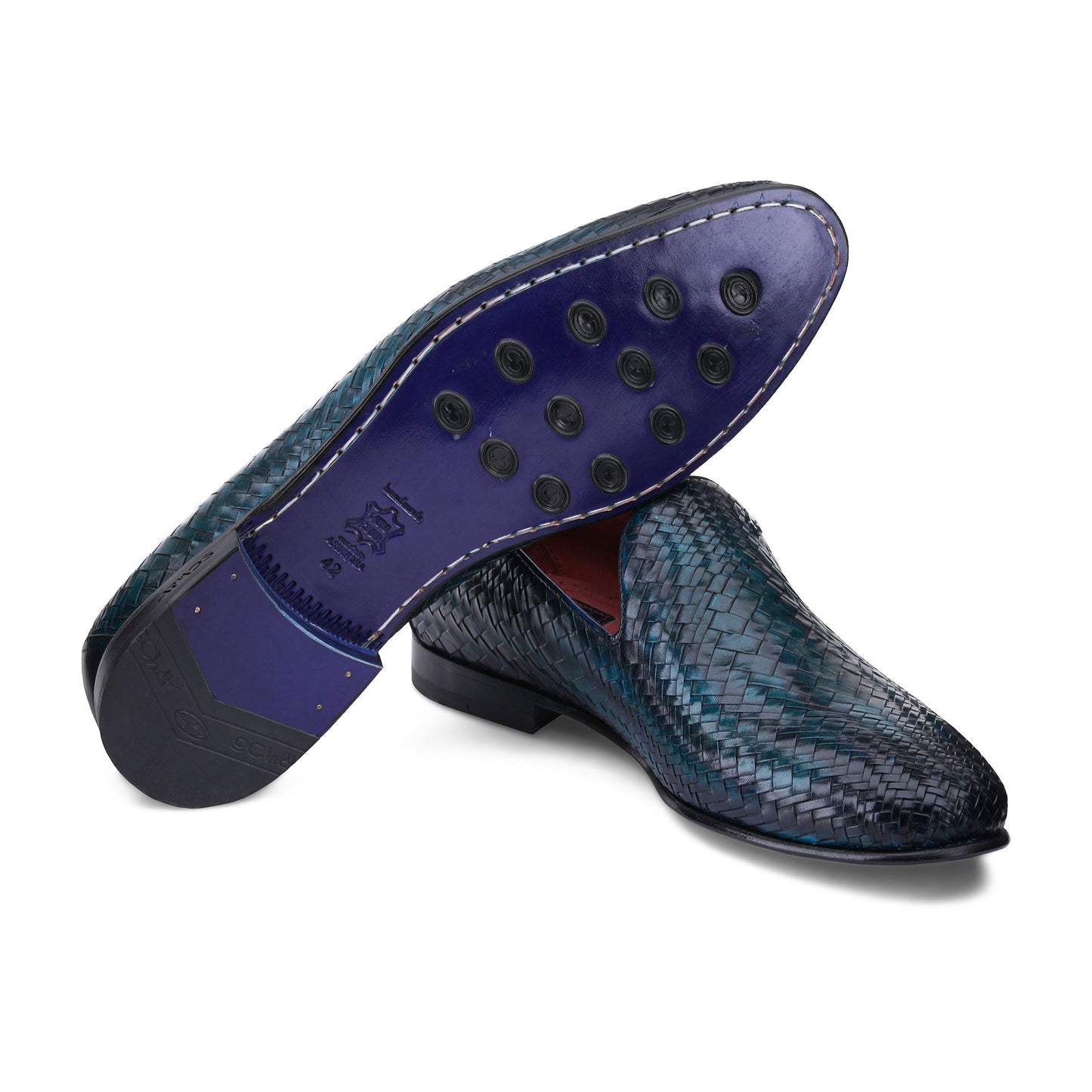 Blue woven loafers