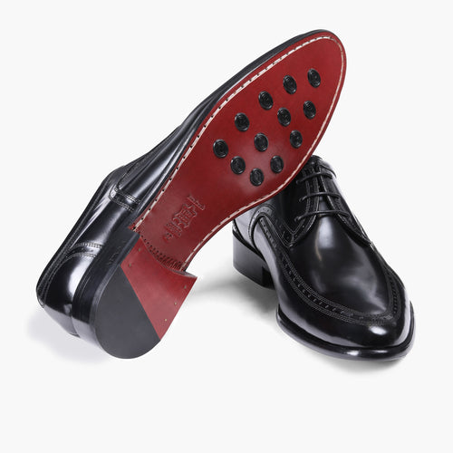 Men's Black Leather Apron-Toe Derby - sole