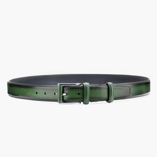 Forest green  patina leather belt