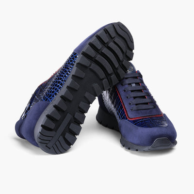 Men’s Navy Croc-Embossed Leather Sneaker - sole
