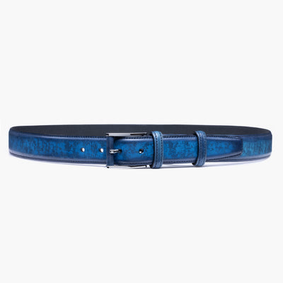 Men’s Cobalt Blue Patina Leather Belt