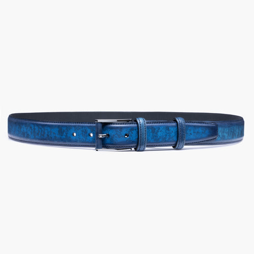 Men’s Cobalt Blue Patina Leather Belt