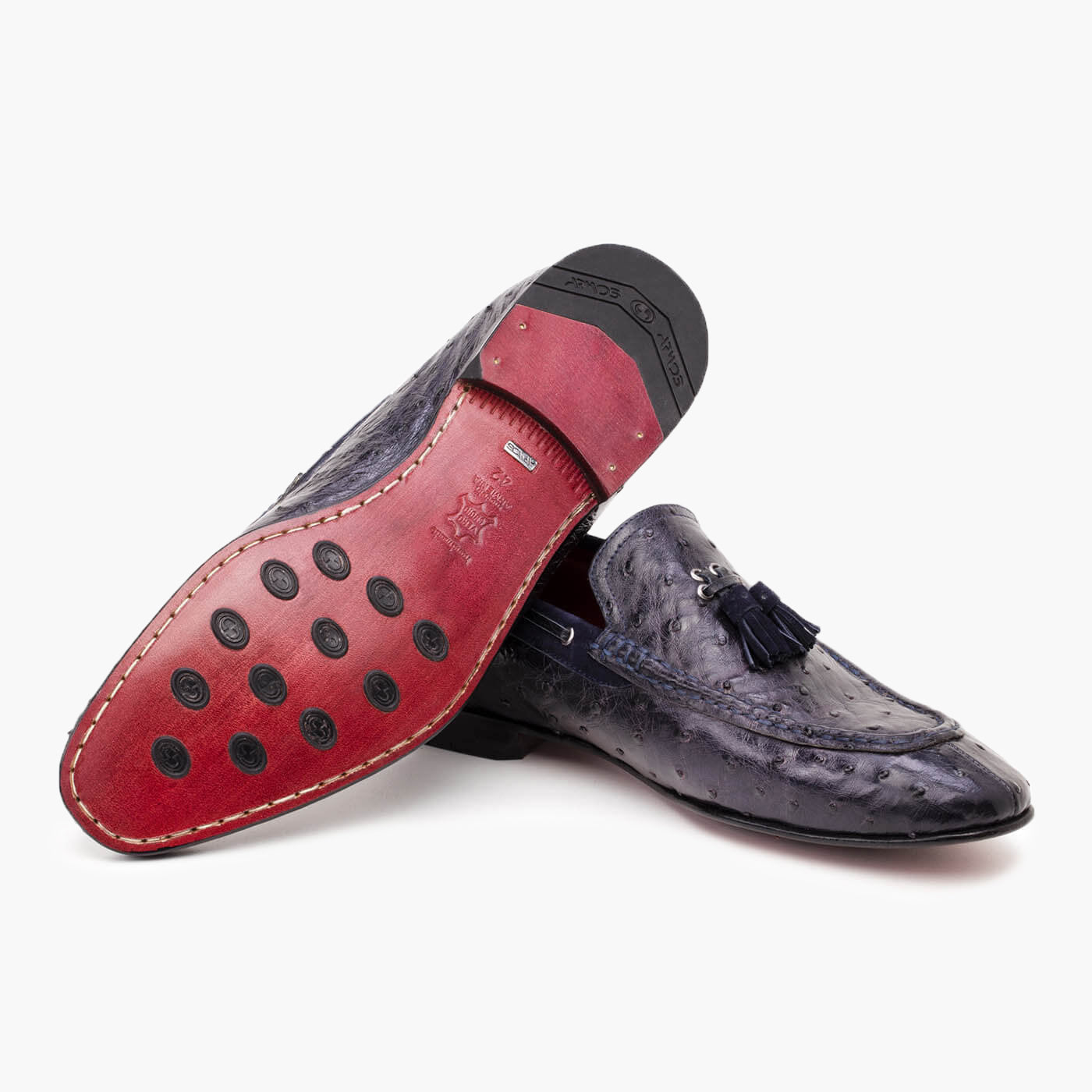 Men's Ink Blue Ostrich Leather Loafer