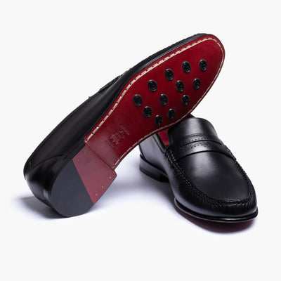 Men's Black Leather Slip-on Moccasin