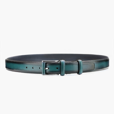 Emerald Teal Patina Leather Belt