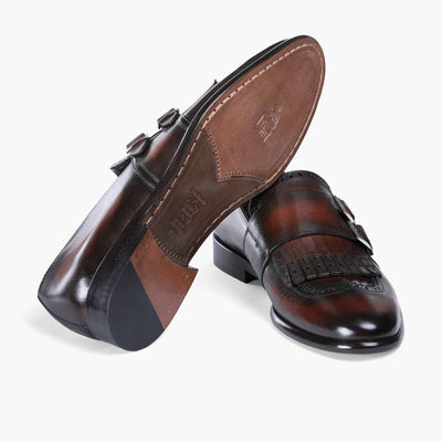Men’s Brown Double Monk with Fringe