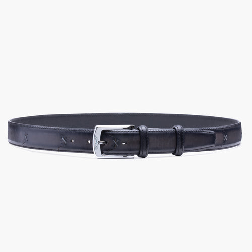 Gray leather belt