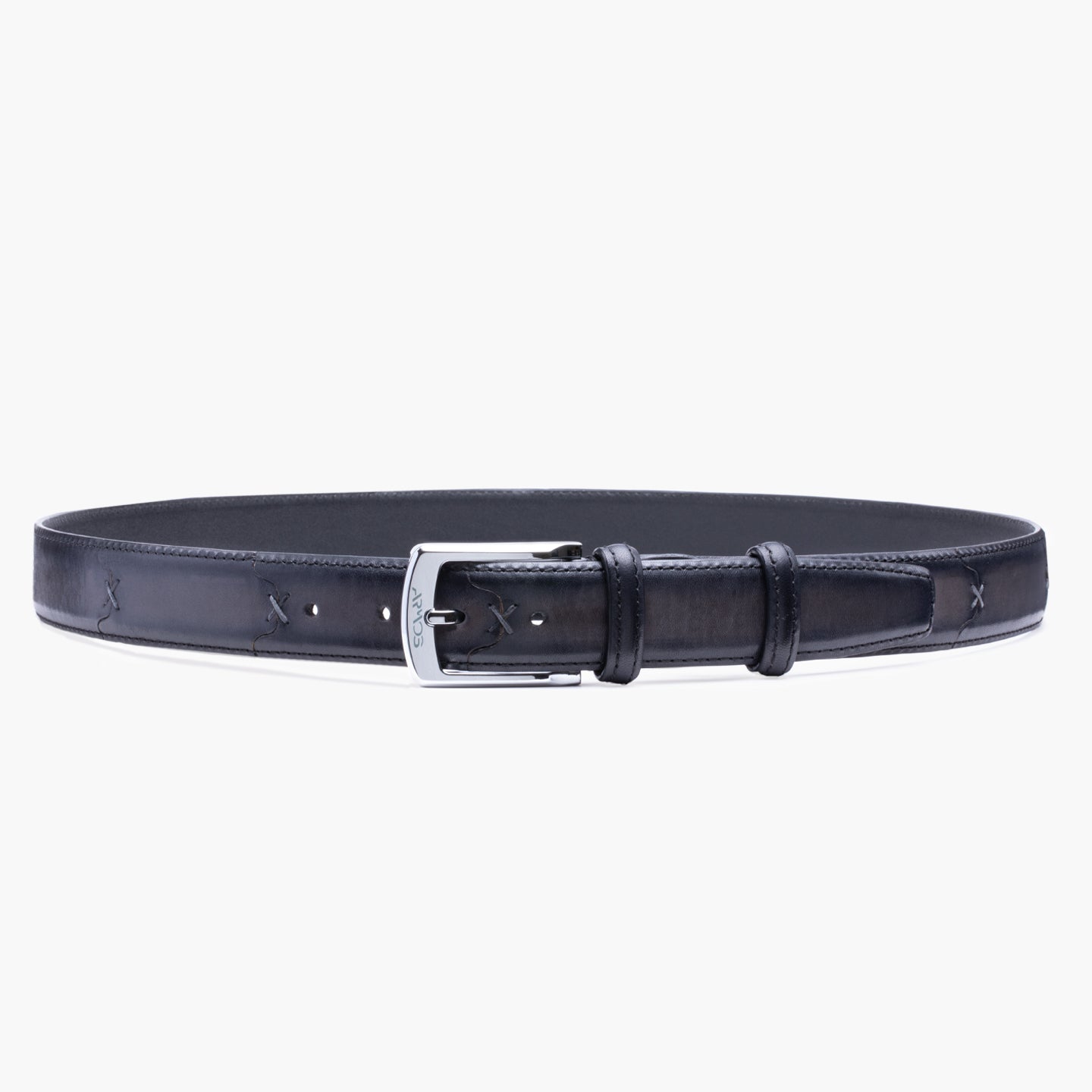 Gray leather belt