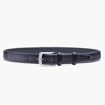 Gray leather belt