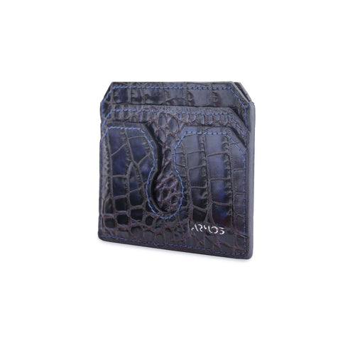 Blue crocodile print cardholder