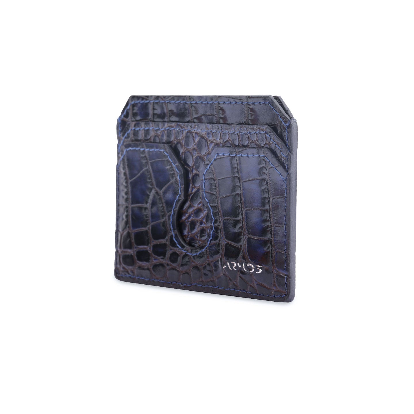 Blue crocodile print cardholder