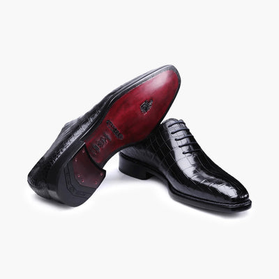 Men's Black Crocodile Leather Oxford
